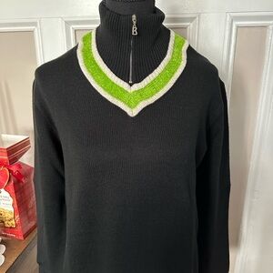 Vintage Bogner Black and Green Women's Sweater